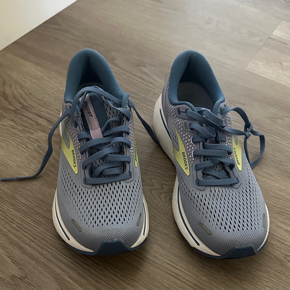 Brooks ghost 14 Blue and Lime Running Shoes